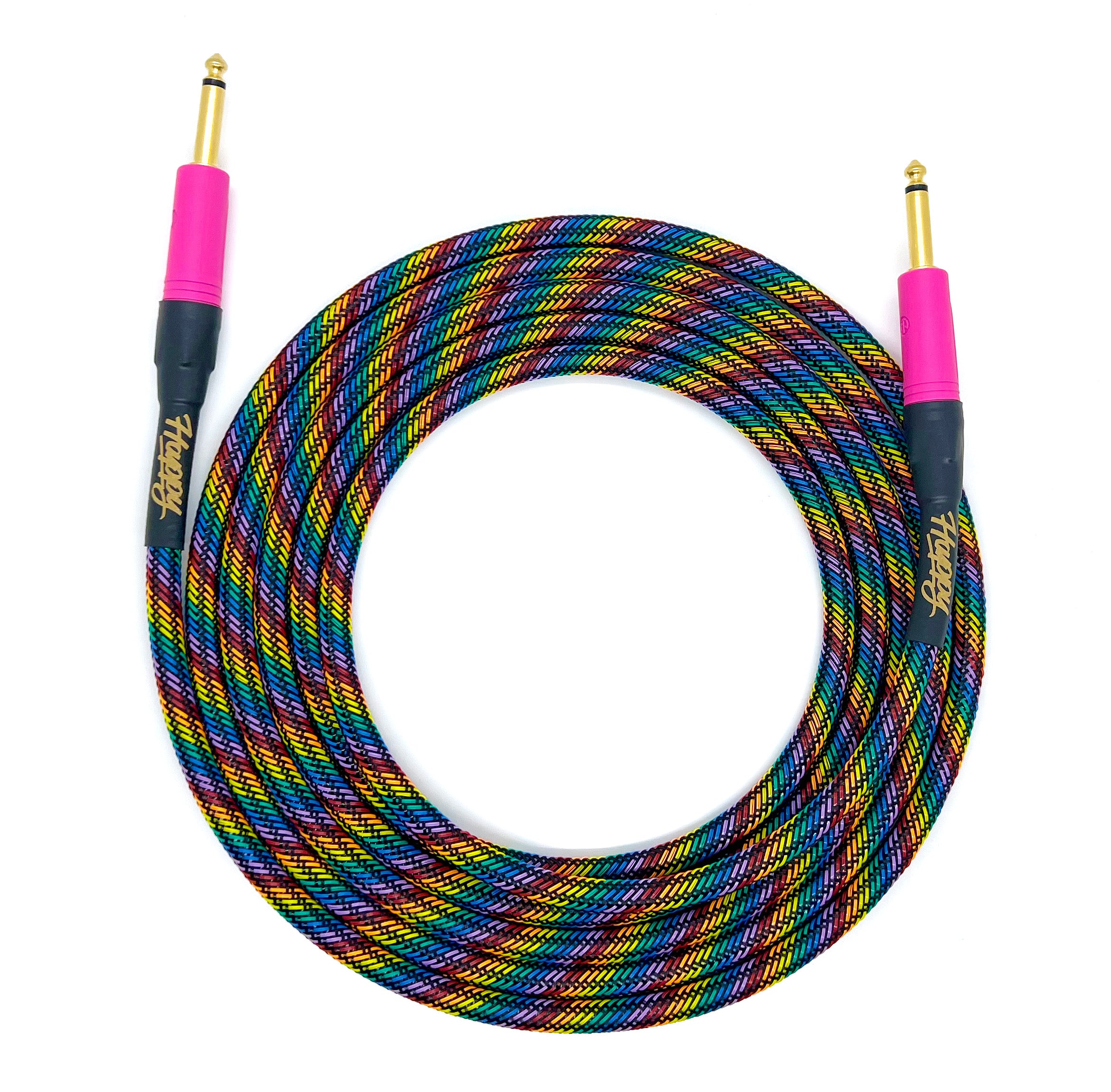 The Ceramic Colorshield Instrument Cable - Black Rainbow w/ Pink