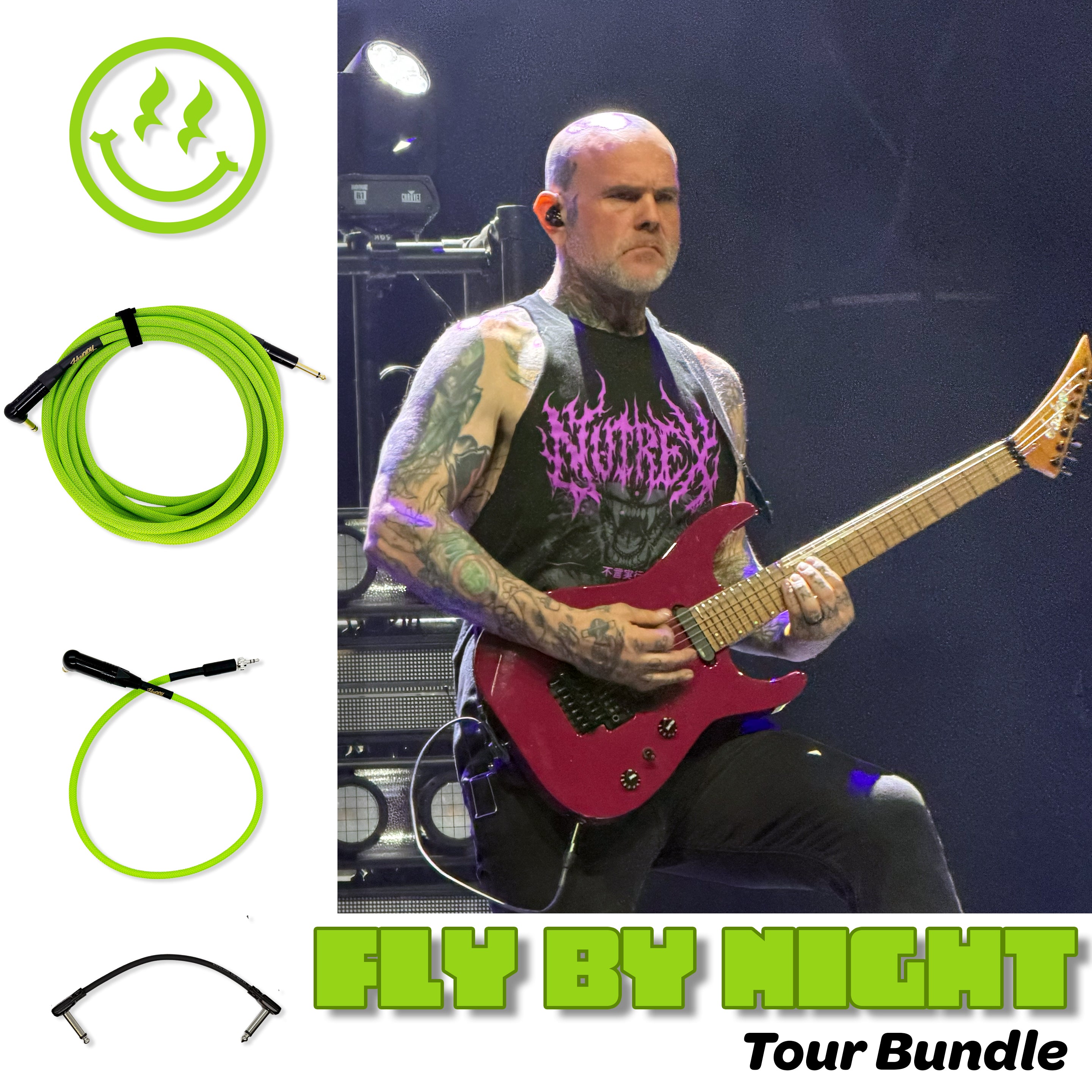Fly By Night Tour Bundle Sleeved - Guitar Cable, Wireless Cable and Patch Cable Sleeved Fly Rig (Copy)