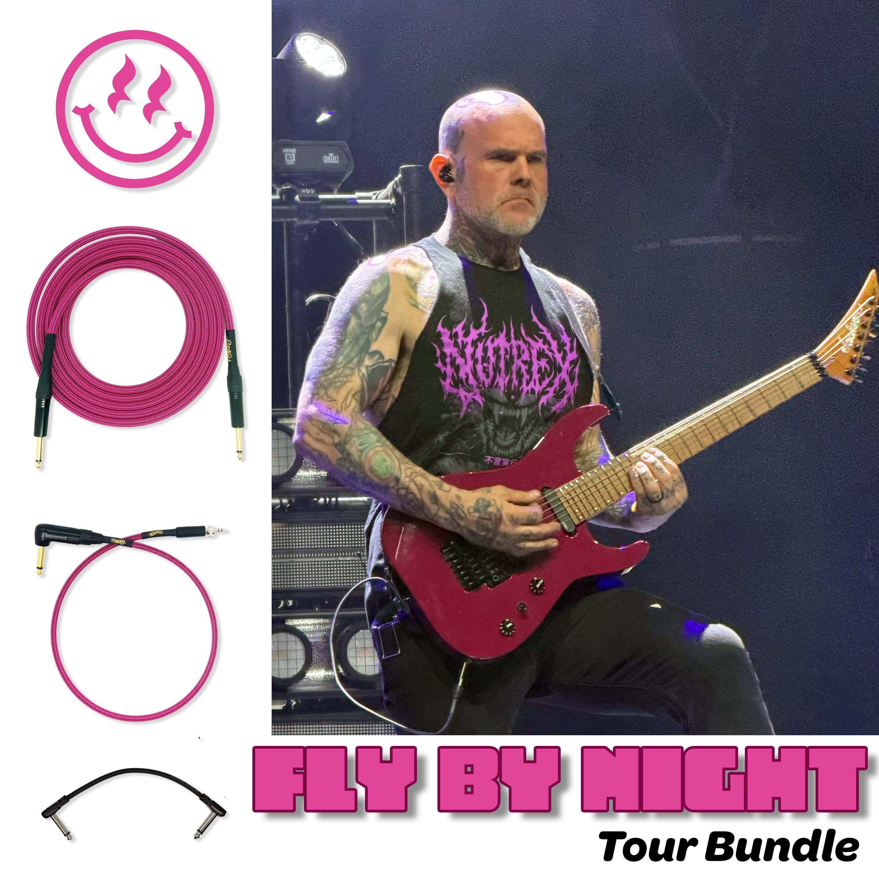 Fly By Night Tour Bundle Sleeved - Guitar Cable, Wireless Cable and Patch Cable Sleeved Fly Rig (Copy)